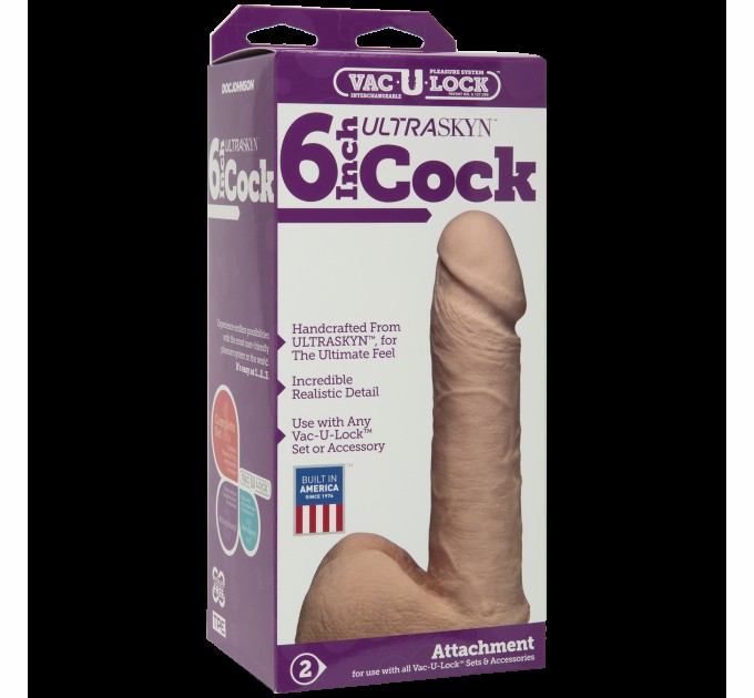 Фаллоимитатор Doc Johnson Vac-U-Lock - 6 Inch ULTRASKYN Cock White, диаметр 4,3см