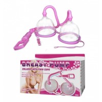 Вакуумная помпа для груди двойная розовая Breast Pump Bdsm4u