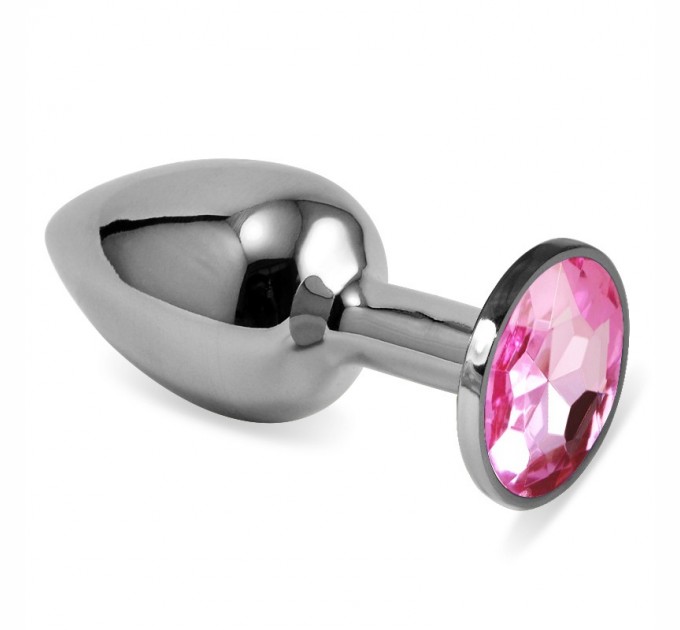 Гладкая анальная пробка с розовым камнем Lovetoy Silver Rosebud Classic Metal Plug Small