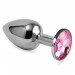 Гладкая анальная пробка с розовым камнем Lovetoy Silver Rosebud Classic Metal Plug Small