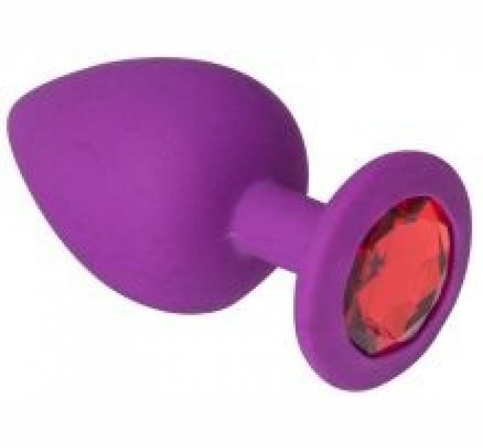 Анальная пробка Crystal Purple Silicone Ruby L Сиреневый/Красный
