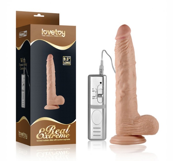 Рельефный вибратор-реалистик на присоске Lovetoy Real Extreme Vibrating Dildo 24 см Телесный