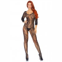 Бодистокинг Leg Avenue Swirl Lace Bodystocking One Size Black (SO8617)