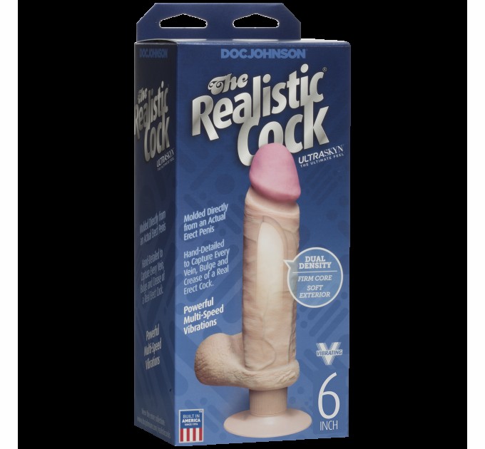 Фаллоимитатор Doc Johnson The Realistic Cock 6 inch Ultraskyn диаметр 4,3 см плавная регулировка