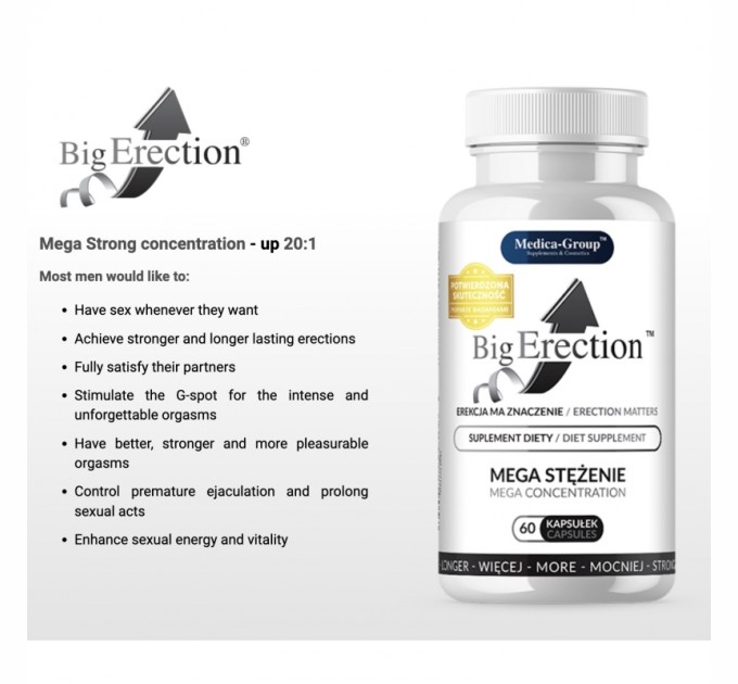 Капсулы для потенции и эрекции BigErection Capsules 3x60шт Medicagroup