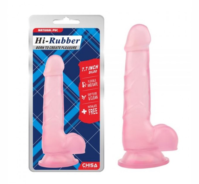 Розовый дилдо с мошонкой на присоске 7.7 Inch Dildo Chisa