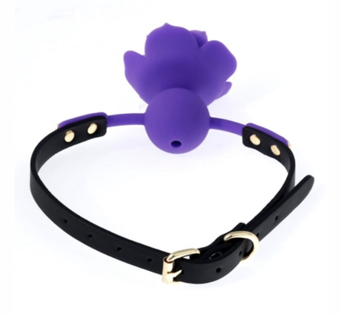 Силиконовый кляп с фиолетовой розочкой Silicone Rose Ball Gags Purple Bdsm4u