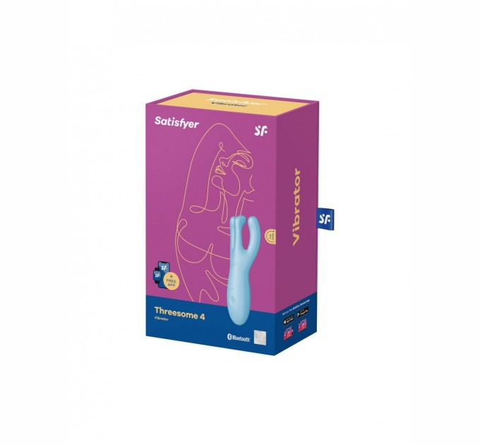 Клиторальный смарт вибратор Satisfyer Threesome 4 Blue с тремя пальчиками