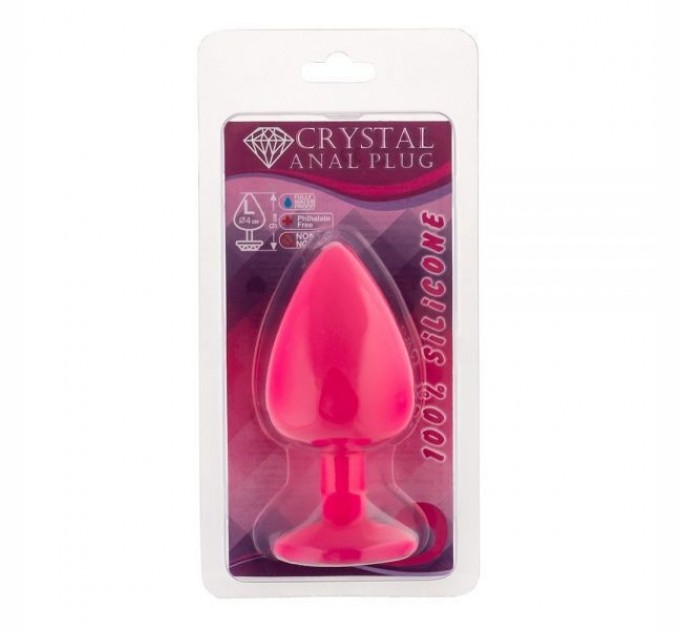 Анальная пробка Crystal Pink Silicone Diamond, L Розовый