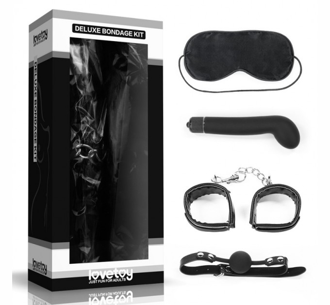 Набор для сексуальных бдсм игр Lovetoy Deluxe Bondage Kit (маска, g-вибратор, наручники, кляп)