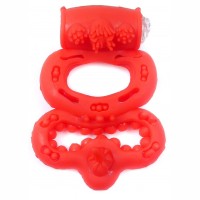 Эрекционное вибро кольцо BOYS of TOYS Vibrating Duo Cock Ring Red BS6700046