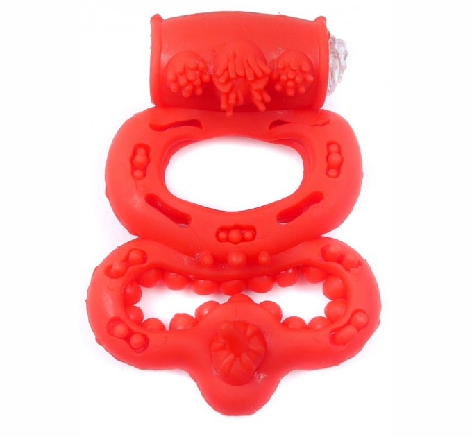 Эрекционное вибро кольцо BOYS of TOYS Vibrating Duo Cock Ring Red BS6700046