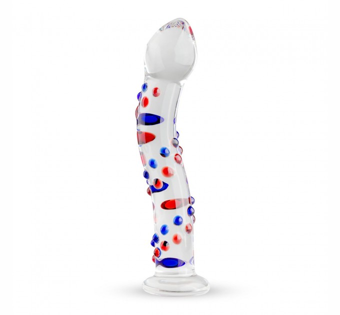 Стеклянный дилдо с изгибами и рисунком Gildo Glass Dildo No. 3