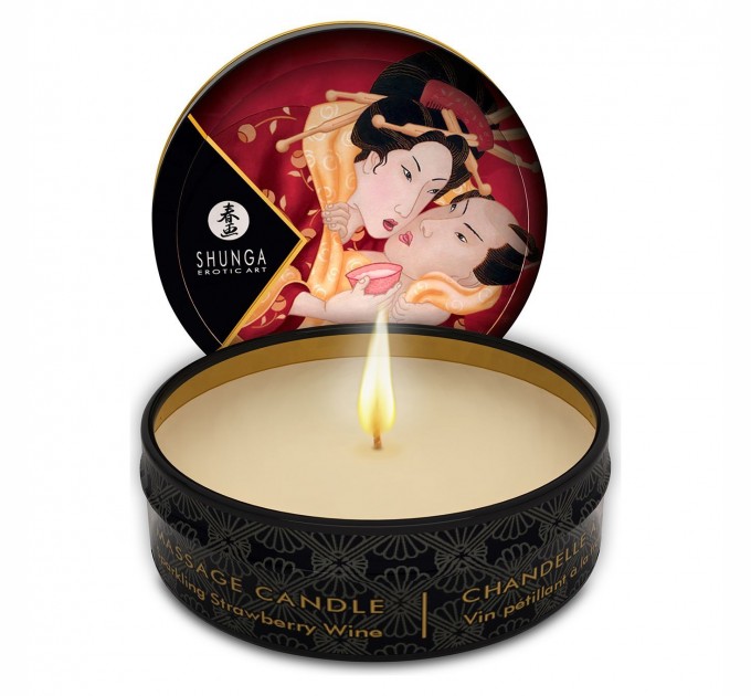 Массажная свеча Shunga Mini Massage Candle - Sparkling Strawberry Wine (30 мл) с афродизиаками