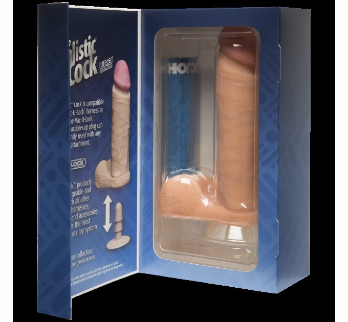 Фаллоимитатор Doc Johnson The Realistic Cock 8 inch White - ULTRASKYN, Vack-U-Lock, диаметр 5,1см