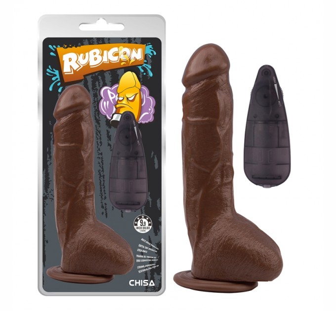 Коричневый вибратор на присоске c пультом Vibrating Dick 9.9 Chisa