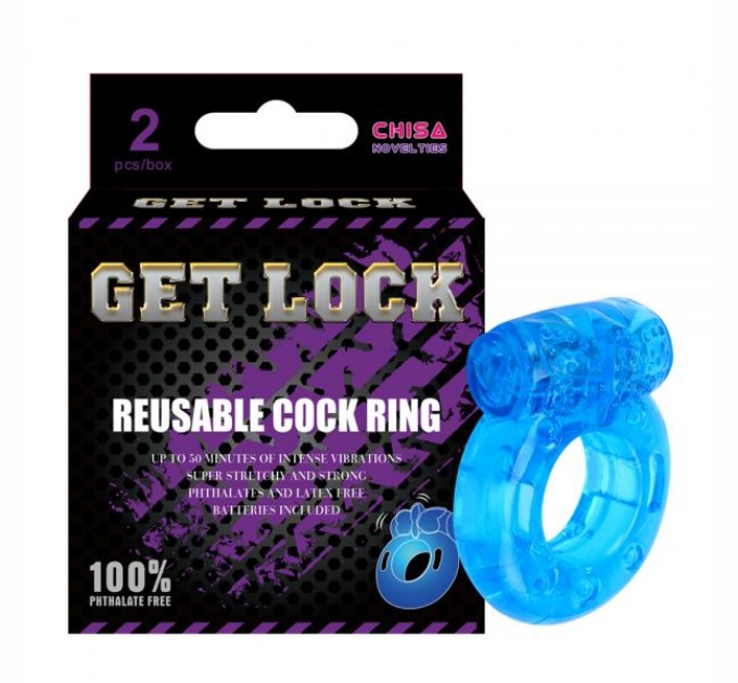 Эрекционные кольца с клиторальным стимулятором Chisa Vibrating Cock Rings-Blue 2 шт