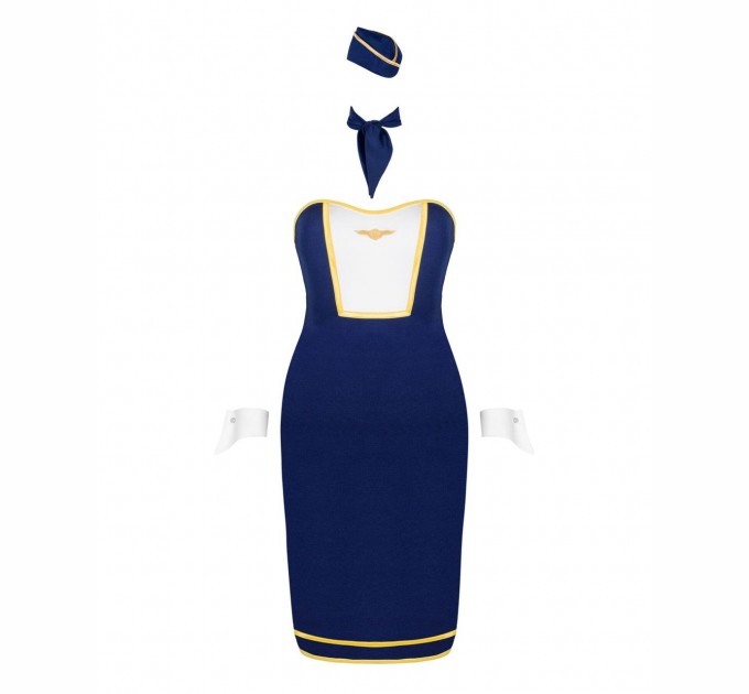 Эротический костюм стюардессы Obsessive Stewardess uniform M/L Синий (SO7730)