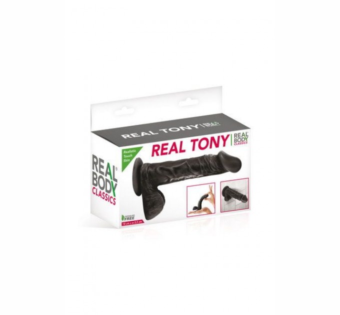 Фаллоимитатор Real Body - Real Tony Black, TPE, диаметр 3,5см