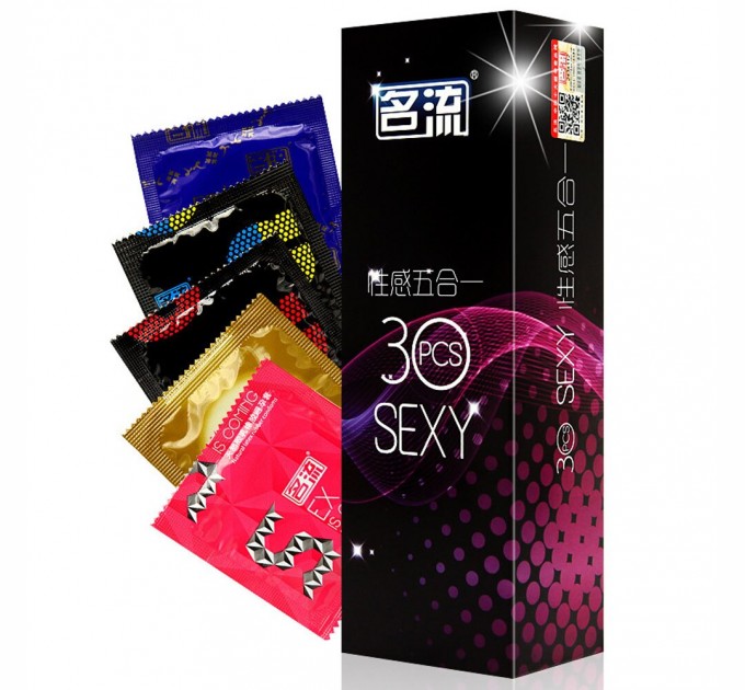 5 разных типов презервативов в одном наборе HBM Group 30 штук