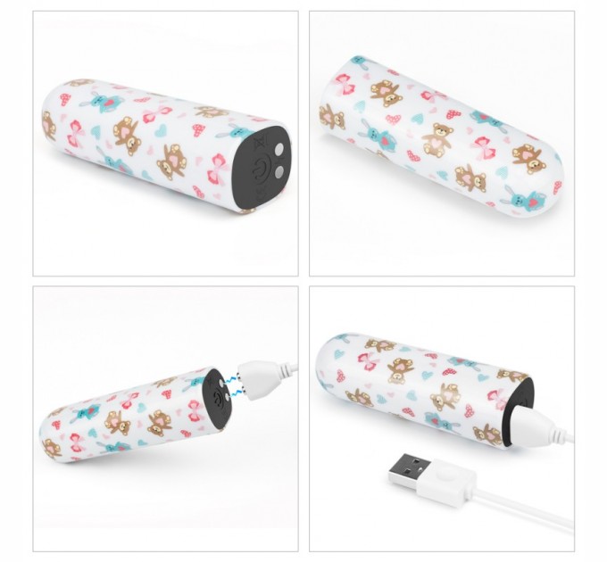 Компактный вибратор с принтом Lovetoy Rechargeable Bear Massager