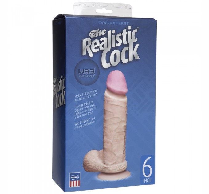 Фаллоимитатор Doc Johnson The Realistic Cock 6 inch White - ULTRASKYN, Vack-U-Lock, диаметр 4,3см