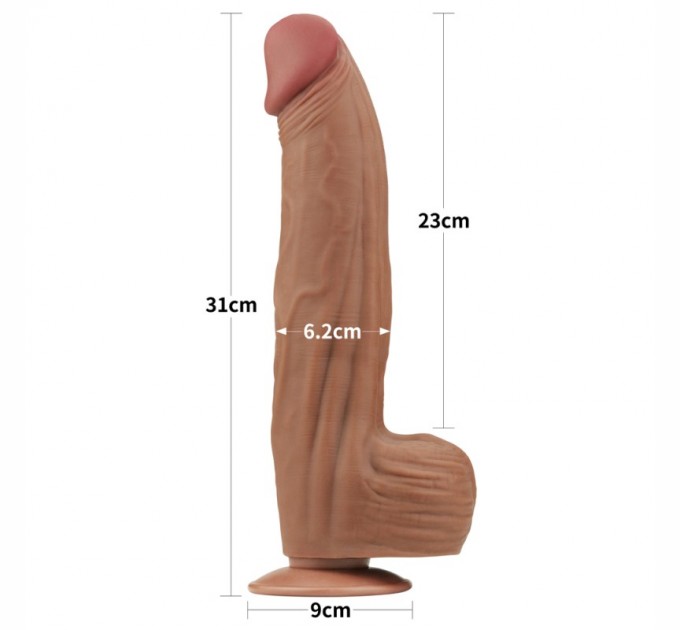 Фаллоимитатор King Sized Sliding Skin Dual Layer Dong Brown 12.0 Lovetoy