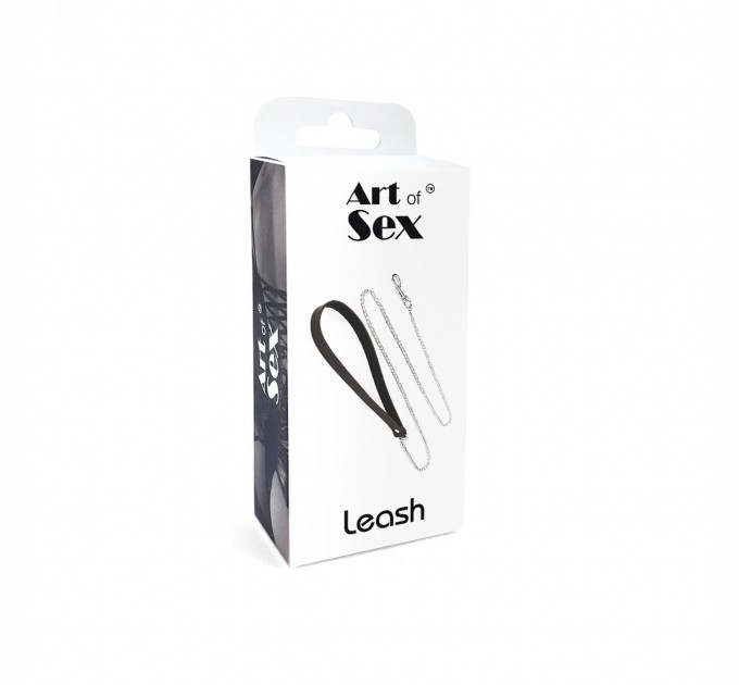 Поводок на цепочке из натуральной кожи Art of Sex - Leash, цвет Черный