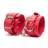 Красные регулируемые кожаные наручники Bdsm4u Tied Handcuffs