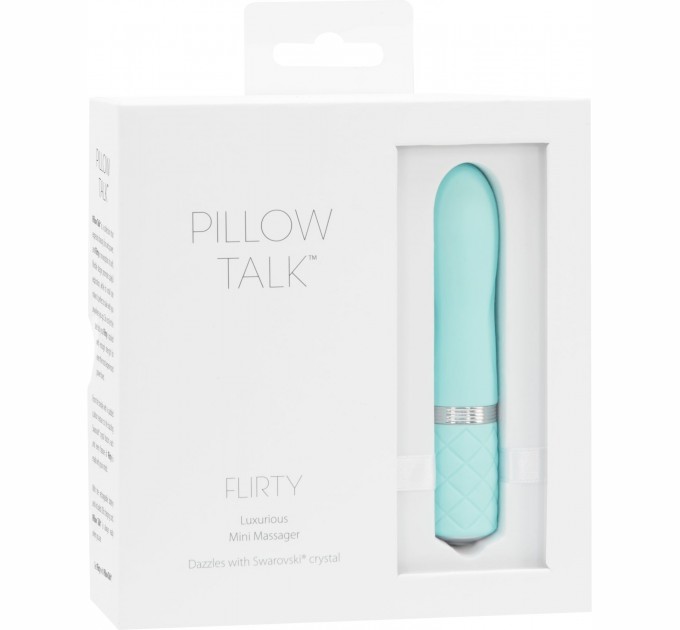 Роскошный вибратор PILLOW TALK - Flirty Teal с кристаллом Сваровски, гибкая головка