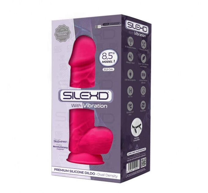 Фаллоимитатор с вибрацией SilexD Norman Vibro Pink Model 1 size 8,5in двухслойный, диаметр 5см