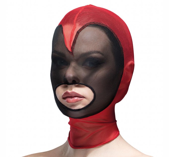 Маска сердце сетка с открытым ртом Feral Feelings Hearts Mask Red-Black