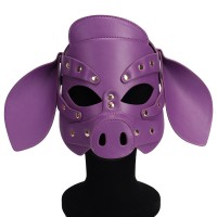 Бдсм маска голова свеньи Leather Pig Mask Purple Bdsm4u