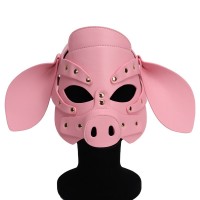 Бдсм маска голова свеньи Leather Pig Mask Pink Bdsm4u