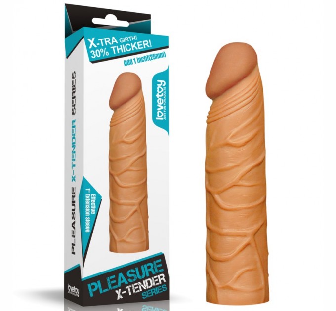 Супер реалистичная удлиняющая коричневая насадка на пенис Lovetoy Pleasure X Tender Penis Sleeve