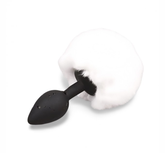 Силиконовая анальная пробка с белым хвостиком Silicone Fur Tail Plug Vscnovelty