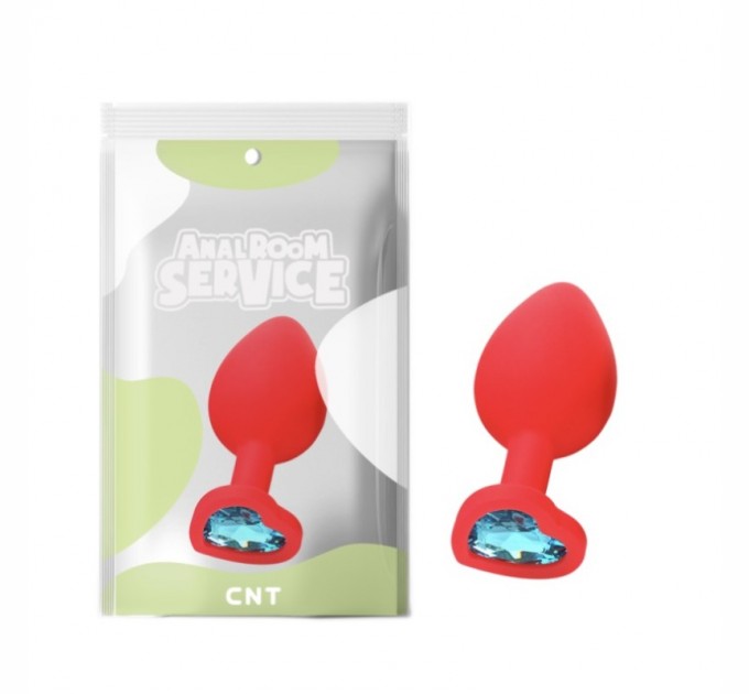 Силиконовая анальная пробка с голубым кристаллом Love Red Diamond Plug Medium Cnt