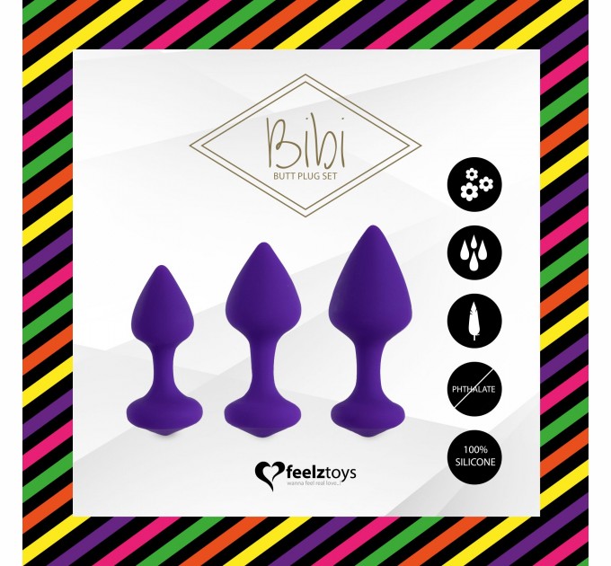 Набор силиконовых анальных пробок FeelzToys - Bibi Butt Plug Set 3 pcs Purple