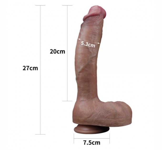 Рельефный фаллоимитатор Lovetoy Dual layered Silicone Platinum Cock 10.5