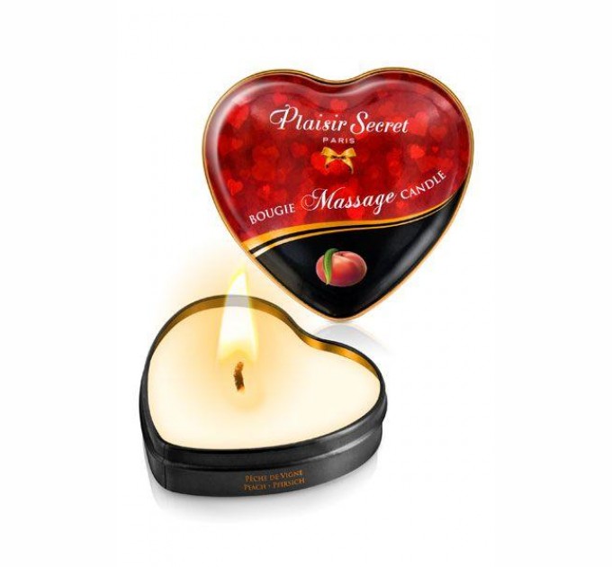 Массажная свеча сердечко Plaisirs Secrets Peach 35 мл (SO1872)