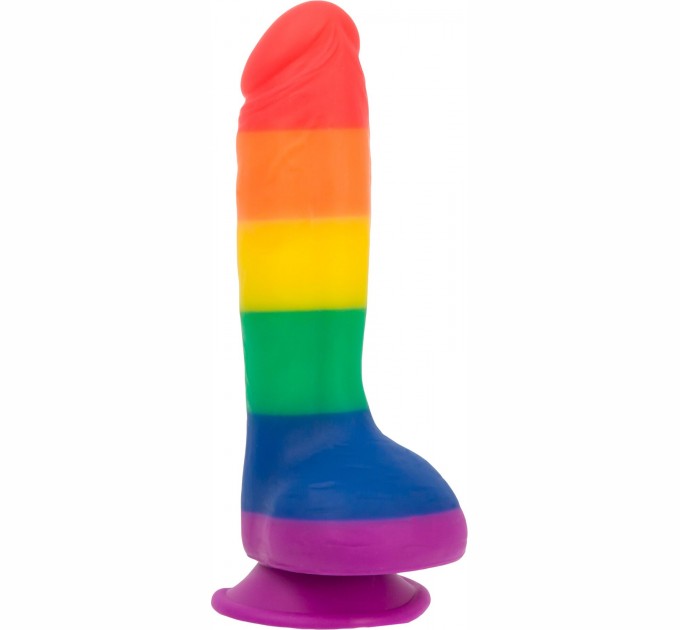 Радужный фаллоимитатор ADDICTION - Justin - 8" - Rainbow, 20,3 см, силикон
