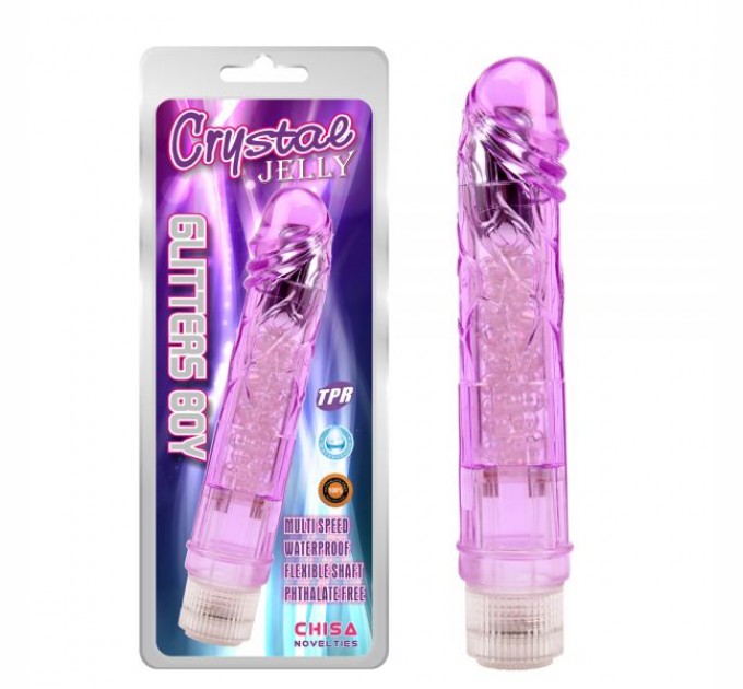 Фиолетовый вибратор Crystal Jelly Glitters Boy Chisa