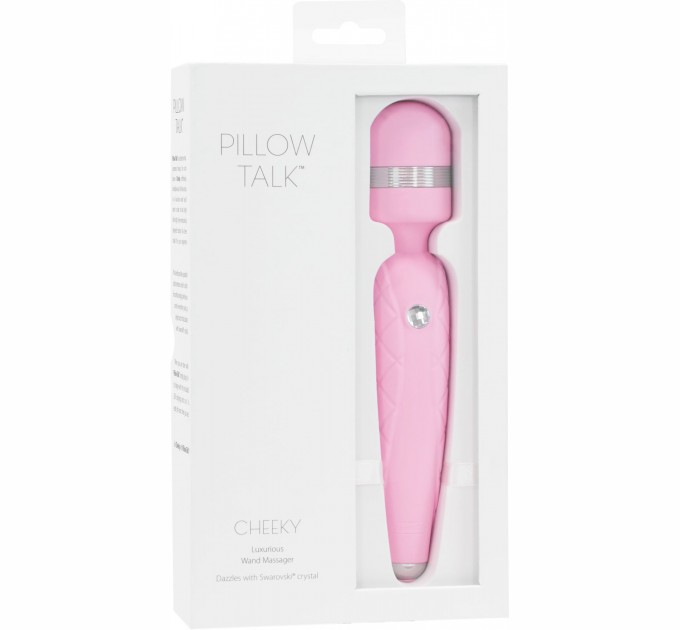 Роскошный вибромассажер PILLOW TALK - Cheeky Pink с кристаллом Swarovsky, плавное повышение мощности