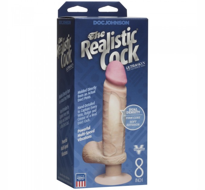 Фаллоимитатор Doc Johnson The Realistic Cock 8 inch ULTRASKYN, диаметр 5,1см, плавная регулировка