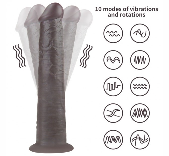 Двухслойный вибратор на присоске Lovetoy Dual Layered Platinum Silicone Rotator Black 10.0