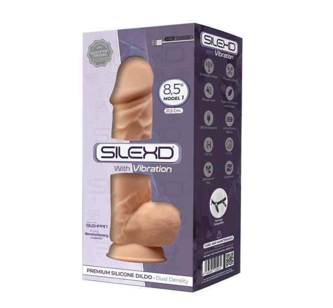 Фаллоимитатор с вибрацией SilexD Norman Vibro Flesh (MODEL 1 size 8,5in), двухслойный, диаметр 5см