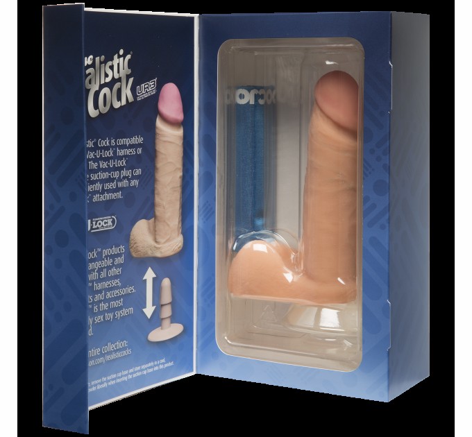 Фаллоимитатор Doc Johnson The Realistic Cock 6 inch White - ULTRASKYN, Vack-U-Lock, диаметр 4,3см