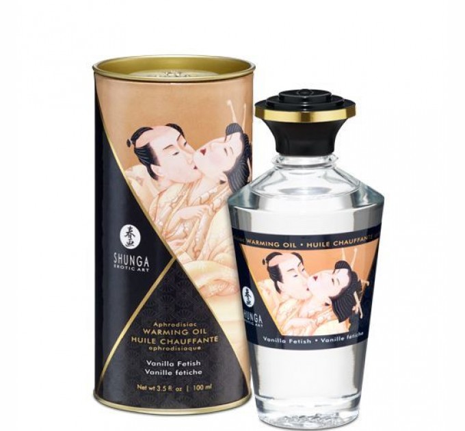 Разогревающее масло Shunga Aphrodisiac Warming Oil - Vanilla Fetish (100 мл) без сахара, вкусный