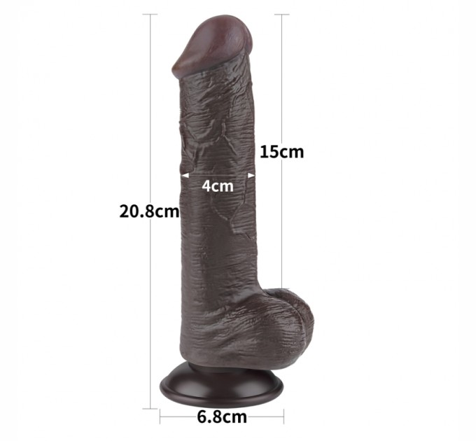 Фаллоимитаор на присоске Sliding Skin Dual Layer Dong Black 8.0 Lovetoy