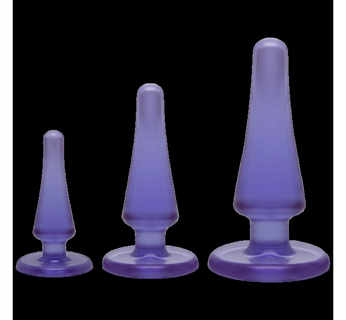 Набор анальных пробок Doc Johnson Crystal Jellies Anal - Purple, макс. диаметр 2см - 3см - 4см